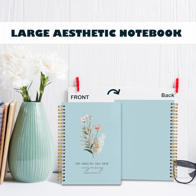 BearCake Blue Bible Christian Journals Floral Notebooks for Women Note Taking,Prayer Journal for Women, His Mercies are New Every Morning,Bible Study Journal for Women 5.5x8.3 - Image 4